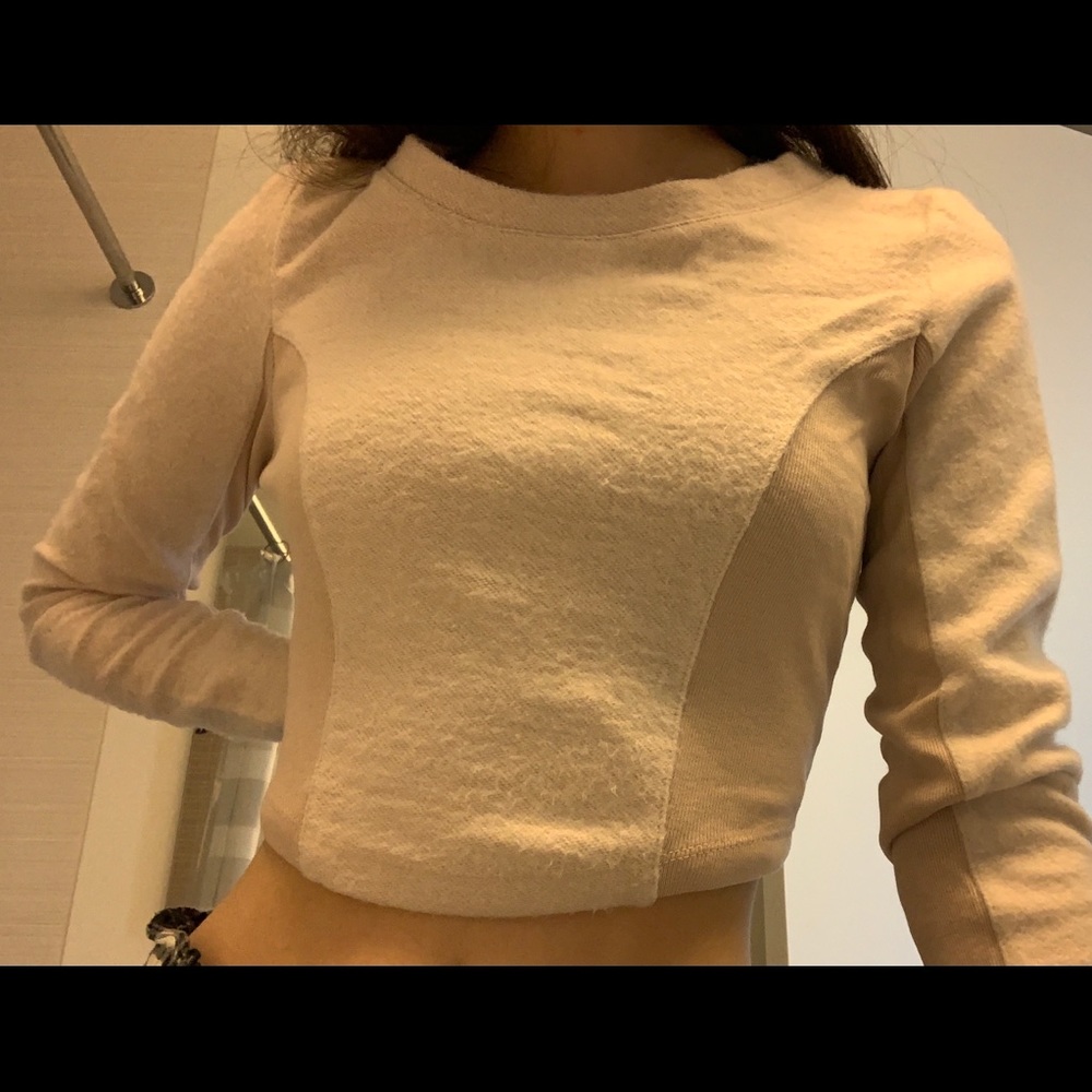 Fuzzy Cream Cropped Long Sleeve